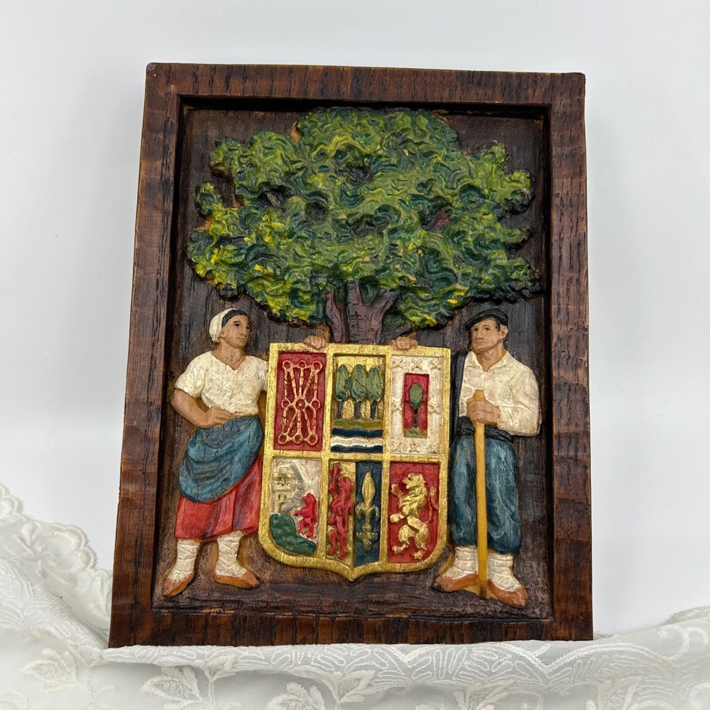 Hand-painted Resin Relief Plaque Basque Country Traditional Figures Wall Decor